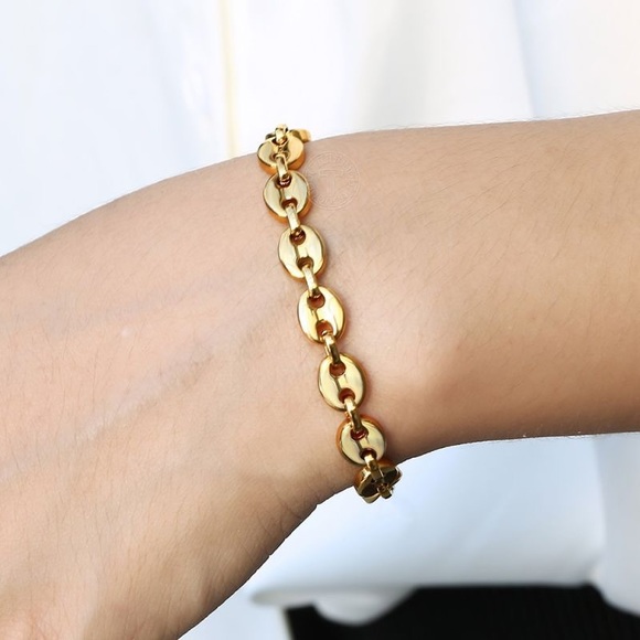 18k gold stainless steel coffee bean bracelet - Picture 2 of 6